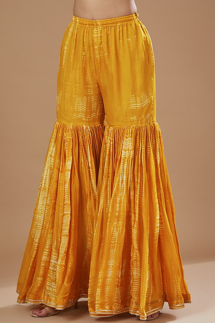Mustard Organza Printed Jacket Set by Kisneel by Pam at Pernia's Pop Up Shop