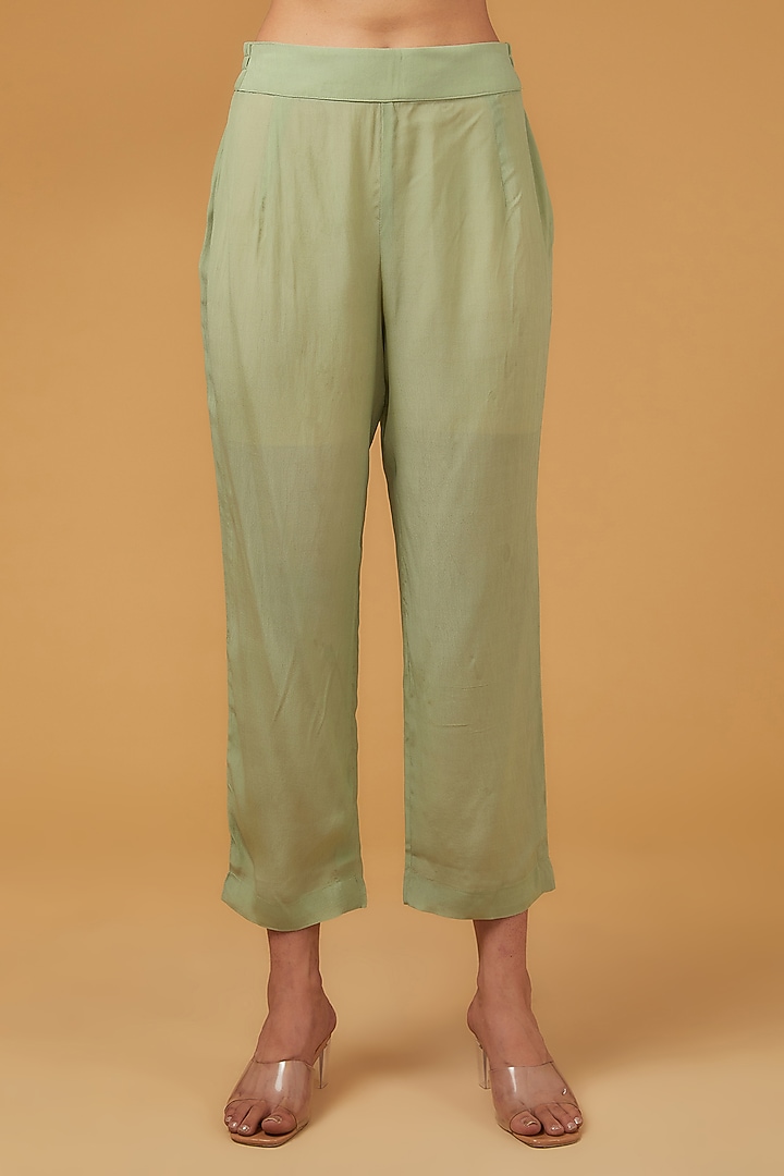 Green Viscose Organza Kaftan Set by Kisneel by Pam at Pernia's Pop Up Shop