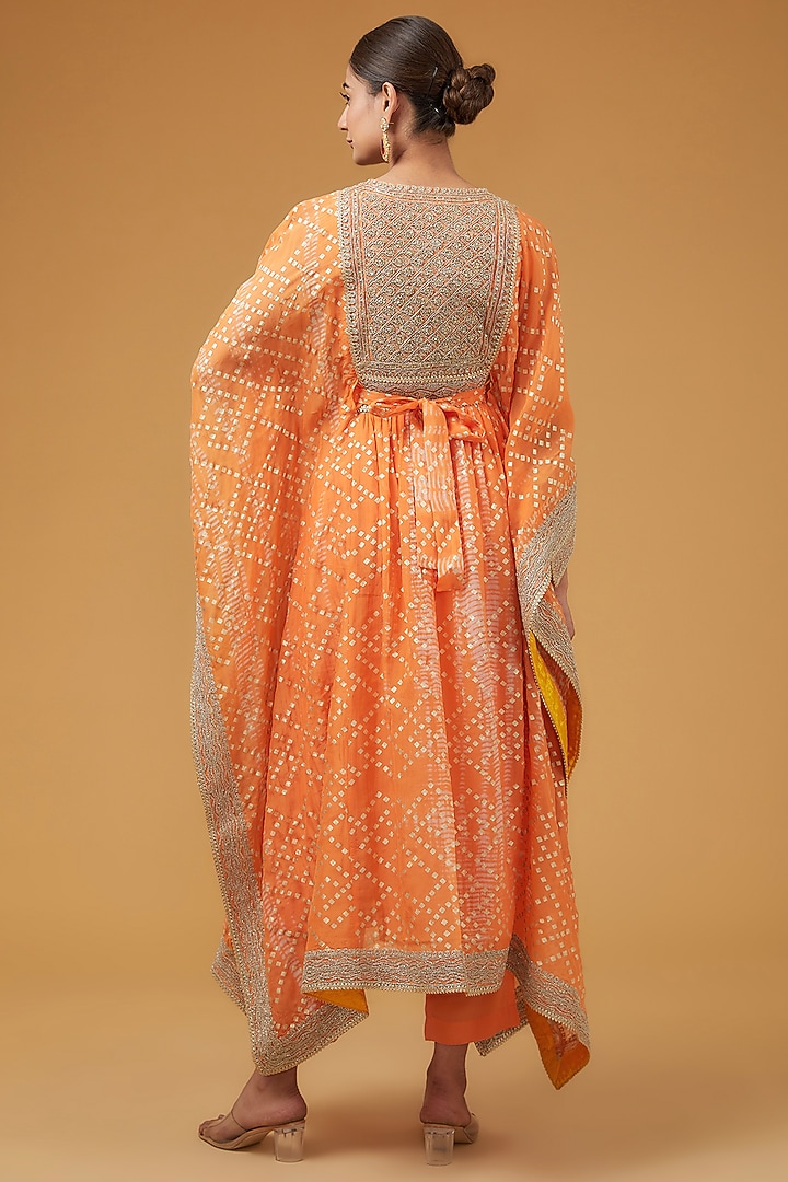 Neon Orange Viscose Organza Kaftan Set by Kisneel by Pam at Pernia's Pop Up Shop