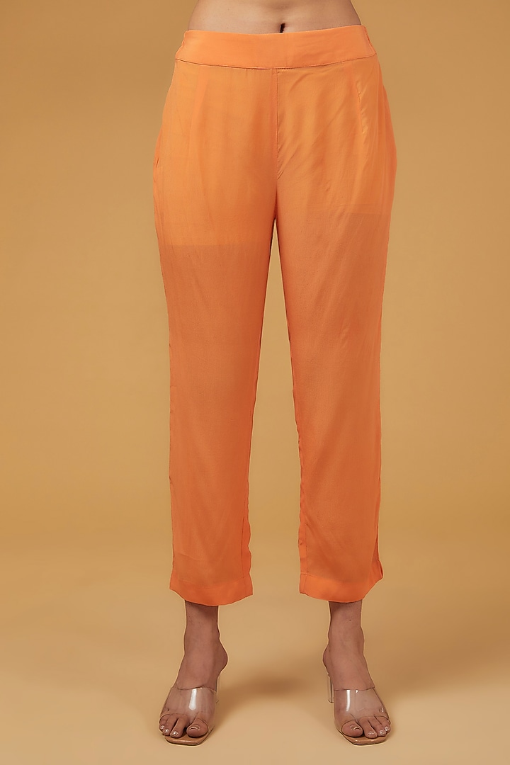 Neon Orange Viscose Organza Kaftan Set by Kisneel by Pam at Pernia's Pop Up Shop