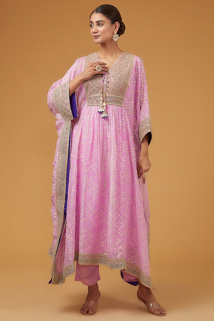 Lavender Viscose Organza Kaftan Set by Kisneel by Pam at Pernia's Pop Up Shop