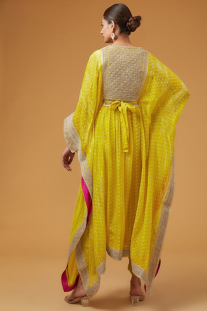 Mustard Viscose Organza Kaftan Set by Kisneel by Pam at Pernia's Pop Up Shop