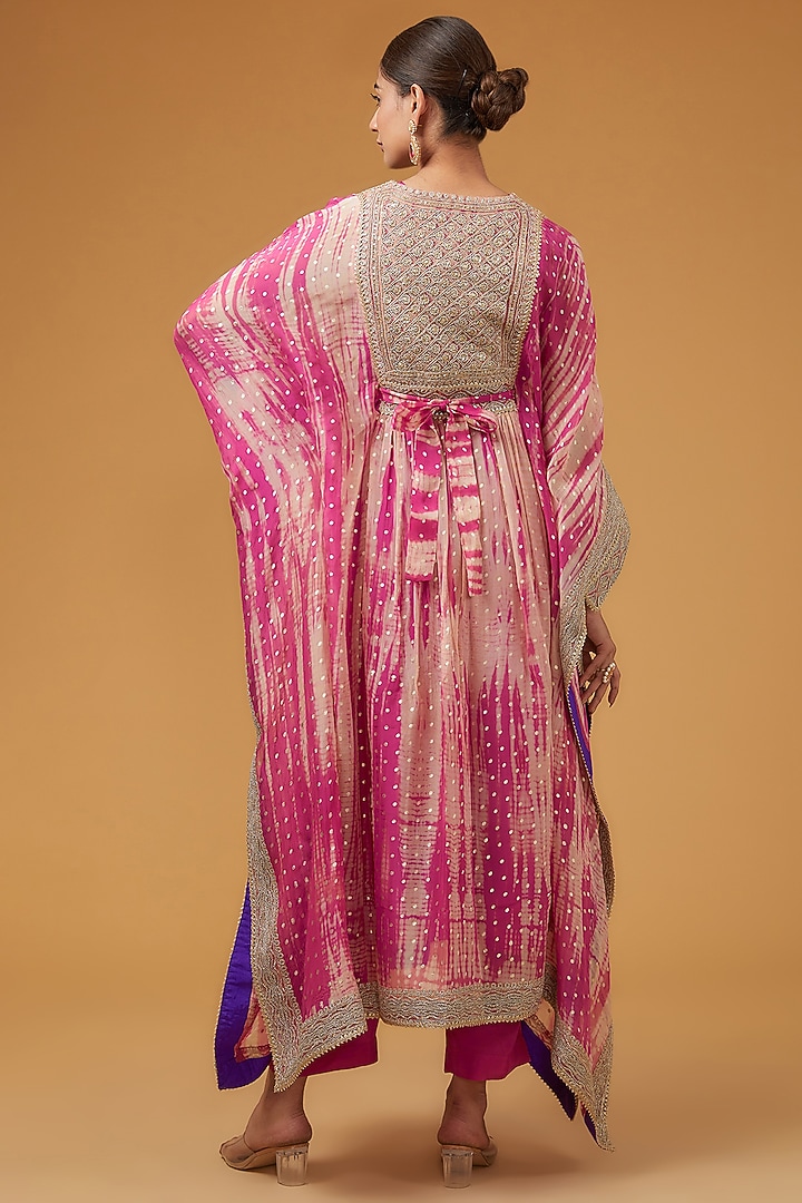 Light Fuchsia Viscose Organza Kaftan Set by Kisneel by Pam at Pernia's Pop Up Shop