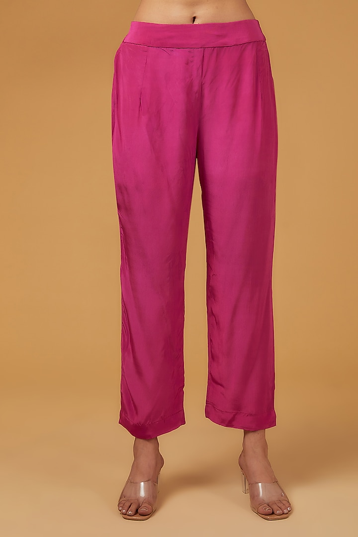 Light Fuchsia Viscose Organza Kaftan Set by Kisneel by Pam at Pernia's Pop Up Shop