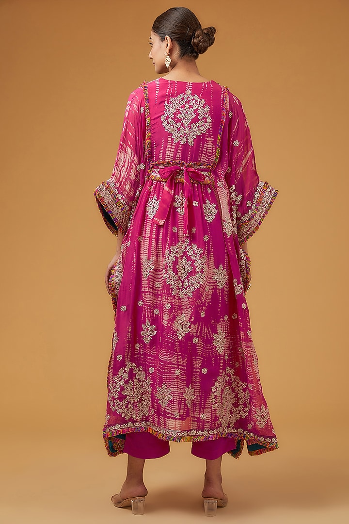 Fuchsia Viscose Organza Kaftan Set by Kisneel by Pam at Pernia's Pop Up Shop