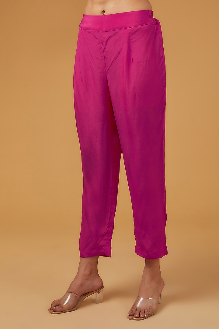 Fuchsia Viscose Organza Kaftan Set by Kisneel by Pam at Pernia's Pop Up Shop