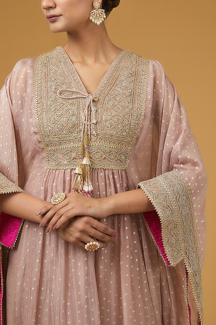 Light Lavender Viscose Organza Kaftan Set by Kisneel by Pam at Pernia's Pop Up Shop