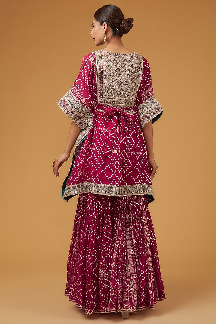 Fuchsia Crepe Gharara Set by Kisneel by Pam at Pernia's Pop Up Shop