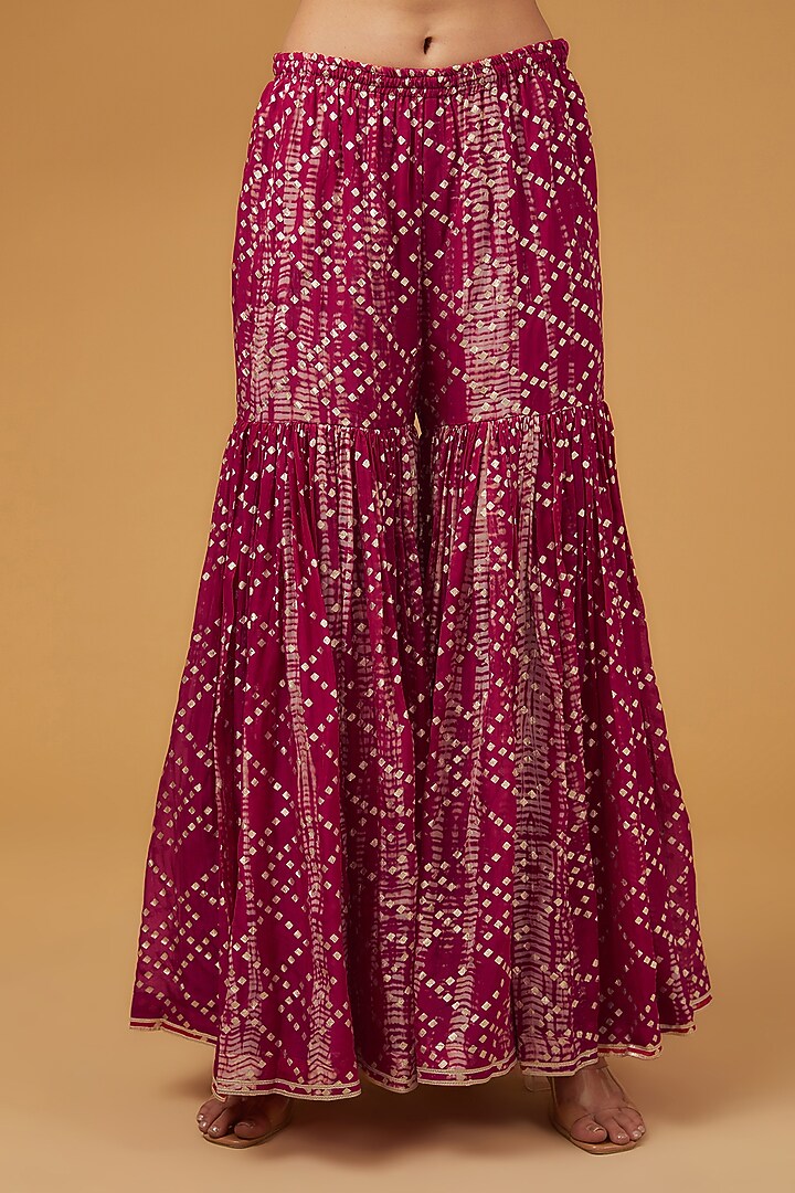 Fuchsia Crepe Gharara Set by Kisneel by Pam at Pernia's Pop Up Shop