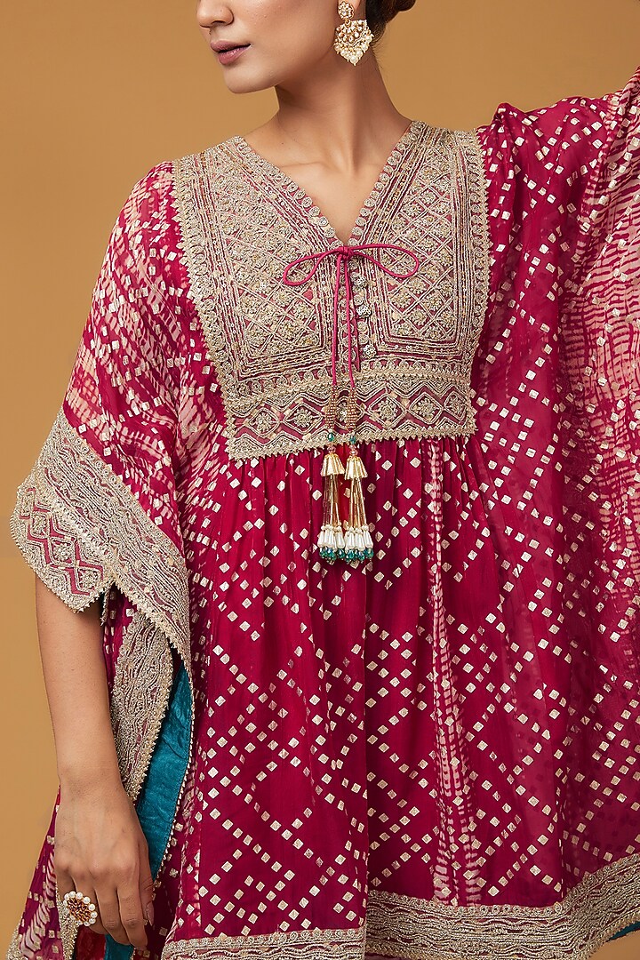 Fuchsia Crepe Gharara Set by Kisneel by Pam at Pernia's Pop Up Shop