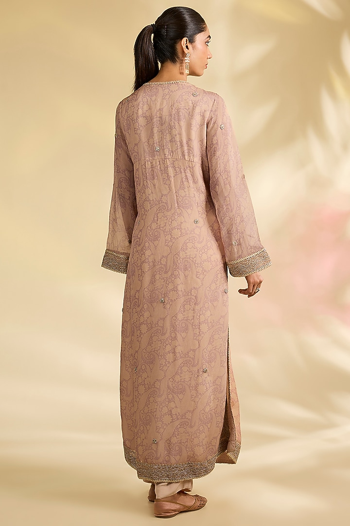 Rose Pink Viscose Digital Printed Kurta Set by Kisneel by Pam at Pernia's Pop Up Shop