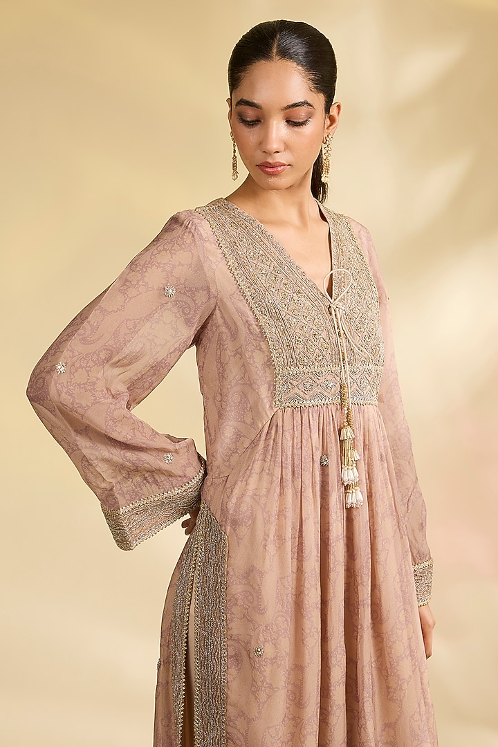 Rose Pink Viscose Digital Printed Kurta Set by Kisneel by Pam at Pernia's Pop Up Shop