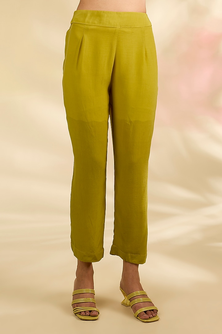 Mustard Organza Kalamkari Printed Kurta Set by Kisneel by Pam at Pernia's Pop Up Shop