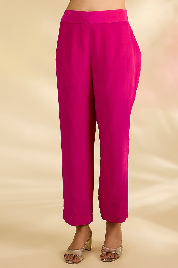 Fuchsia Pink Organza Tie-Dye Printed Kaftan Set by Kisneel by Pam at Pernia's Pop Up Shop