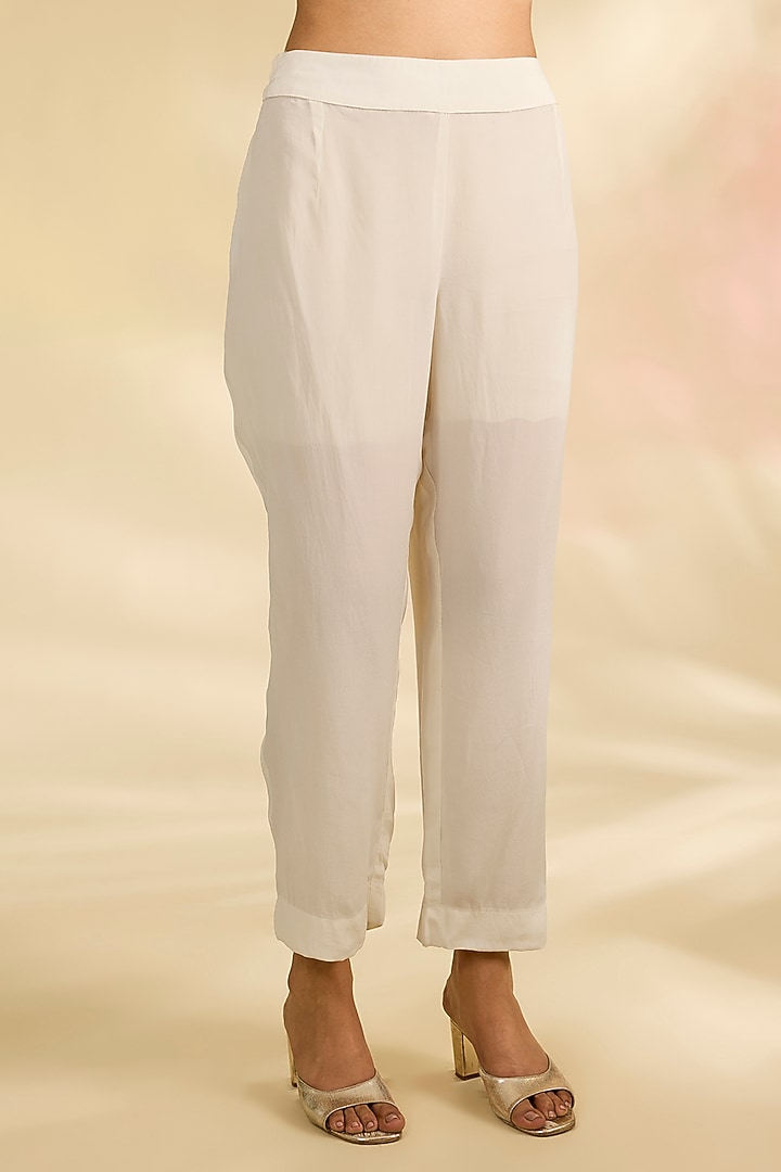 Ivory Organza Foil Printed Kaftan Set by Kisneel by Pam at Pernia's Pop Up Shop