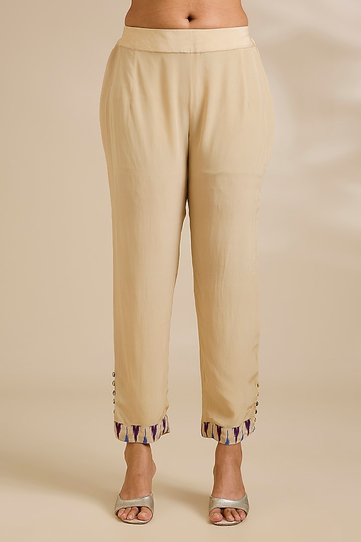 Multi-Colored Organza Ikat Printed & Dori Embroidered Short Kurta Set by Kisneel by Pam at Pernia's Pop Up Shop