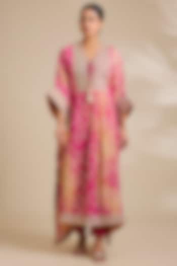 Light Fuchsia Viscose Organza Kaftan Set by Kisneel by Pam at Pernia's Pop Up Shop