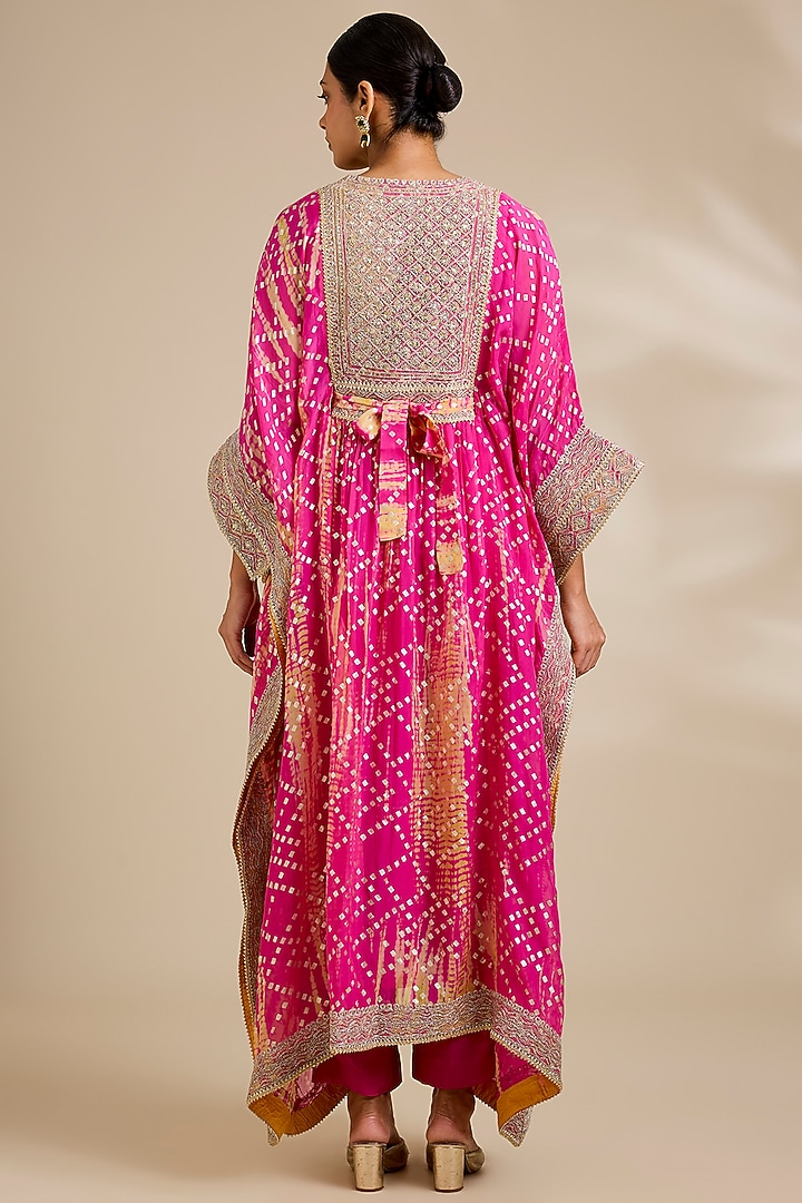 Light Fuchsia Viscose Organza Kaftan Set by Kisneel by Pam at Pernia's Pop Up Shop