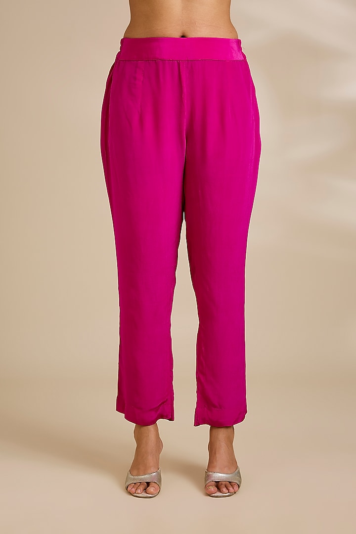 Light Fuchsia Viscose Organza Kaftan Set by Kisneel by Pam at Pernia's Pop Up Shop