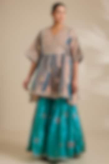 Blue Tissue Gharara Set by Kisneel by Pam at Pernia's Pop Up Shop