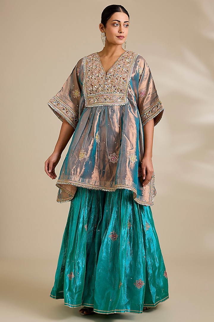Blue Tissue Gharara Set by Kisneel by Pam at Pernia's Pop Up Shop