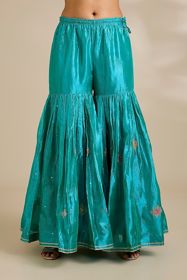 Blue Tissue Gharara Set by Kisneel by Pam at Pernia's Pop Up Shop