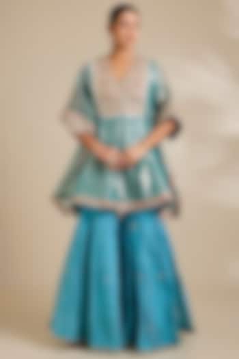 Blue Tissue Gharara Set by Kisneel by Pam at Pernia's Pop Up Shop