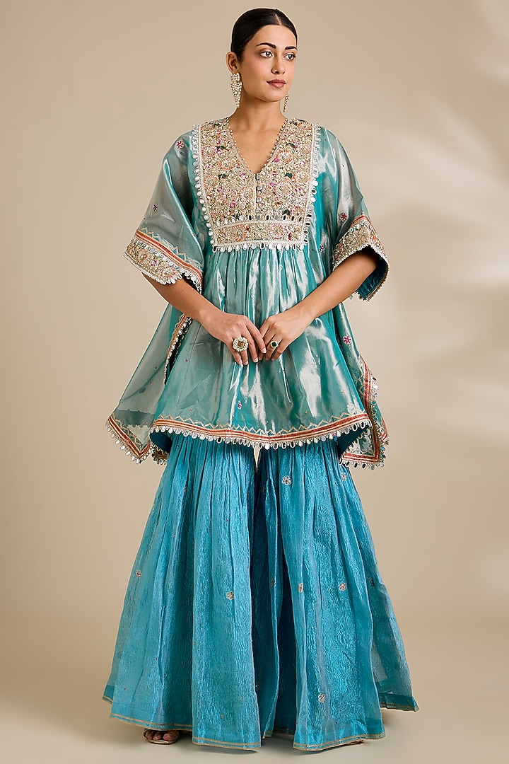 Blue Tissue Gharara Set by Kisneel by Pam at Pernia's Pop Up Shop