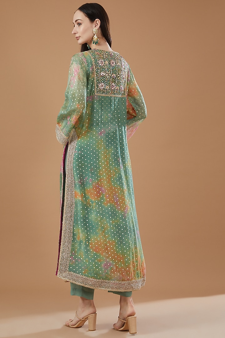 Multi-Colored Organza Tie-Dye Kurta Set by Kisneel by Pam at Pernia's Pop Up Shop