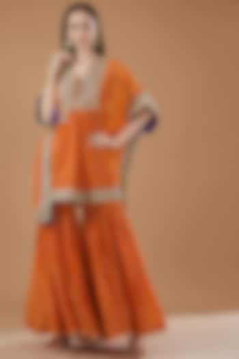 Orange Organza Gharara Set by Kisneel by Pam