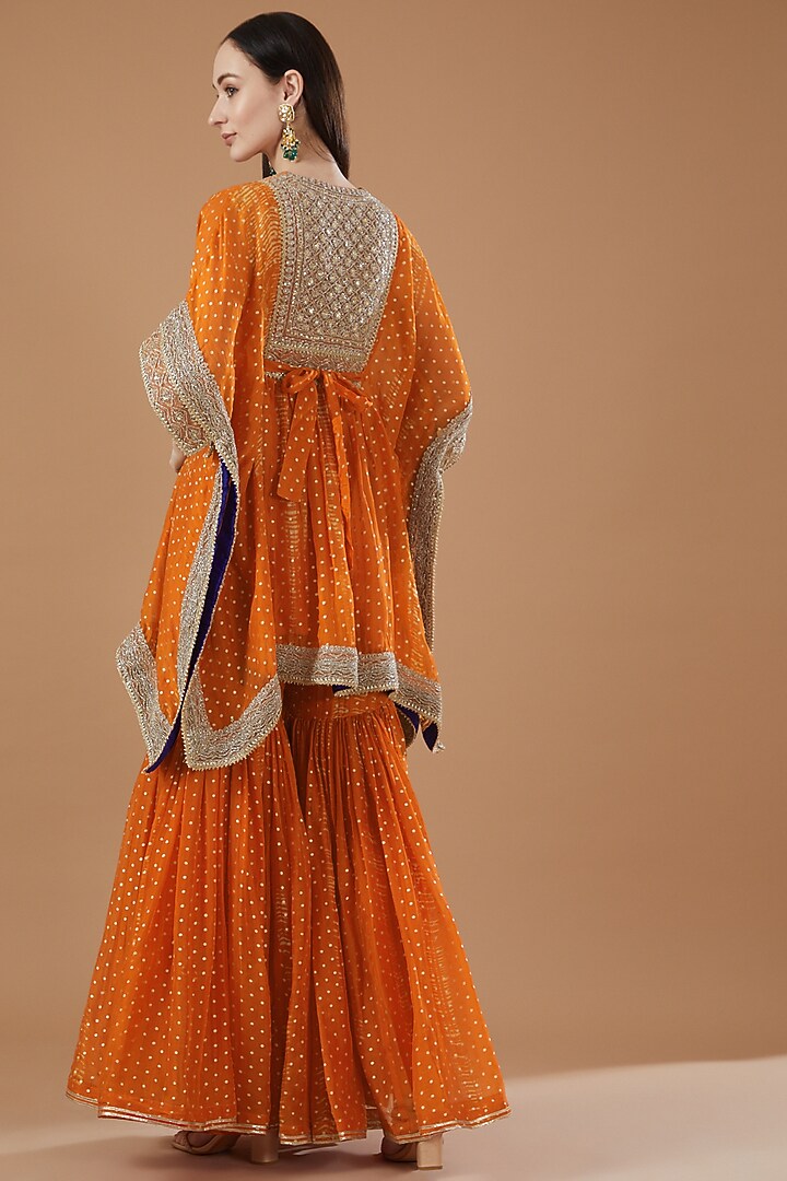 Orange Organza Gharara Set by Kisneel by Pam at Pernia's Pop Up Shop