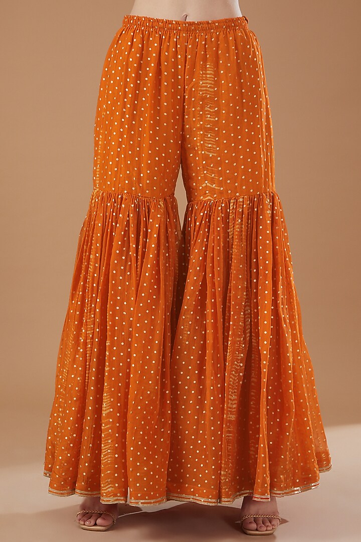 Orange Organza Gharara Set by Kisneel by Pam at Pernia's Pop Up Shop