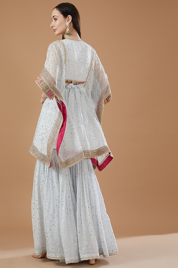 Light Blue Organza Gharara Set by Kisneel by Pam at Pernia's Pop Up Shop