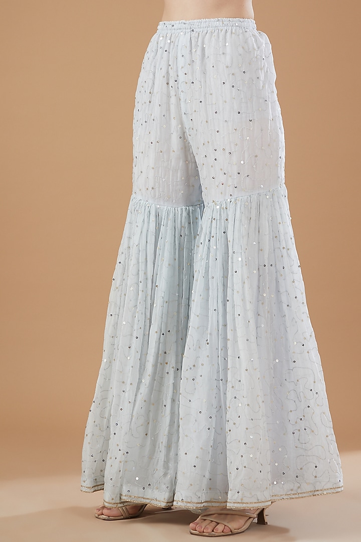 Light Blue Organza Gharara Set by Kisneel by Pam at Pernia's Pop Up Shop