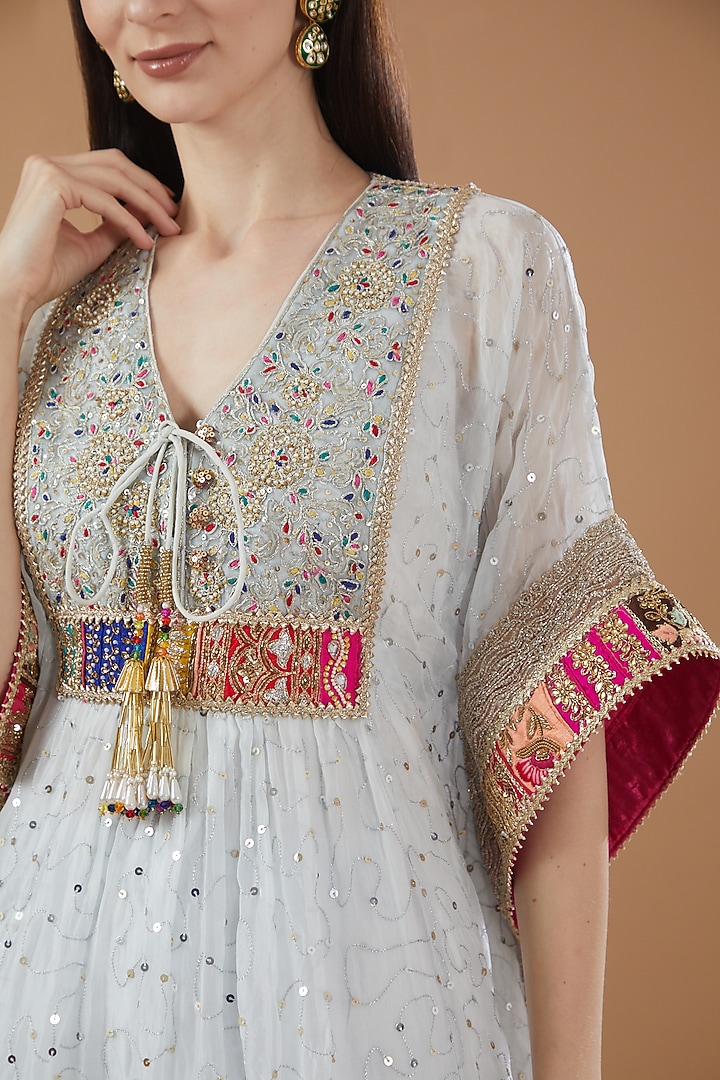 Light Blue Organza Gharara Set by Kisneel by Pam at Pernia's Pop Up Shop