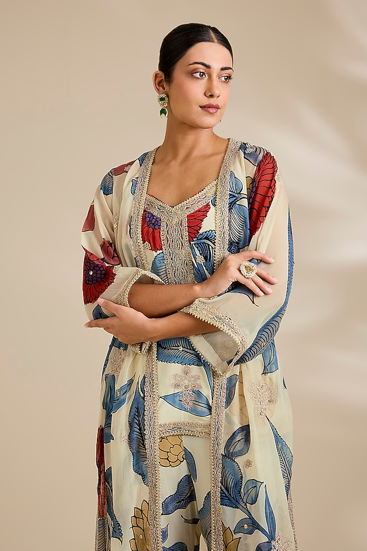 Multi-Colored Organza Digital Printed Jacket Set by Kisneel by Pam at Pernia's Pop Up Shop