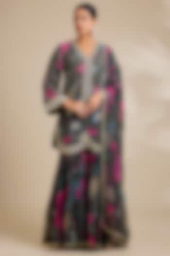 Charcoal Organza Gharara Set by Kisneel by Pam at Pernia's Pop Up Shop
