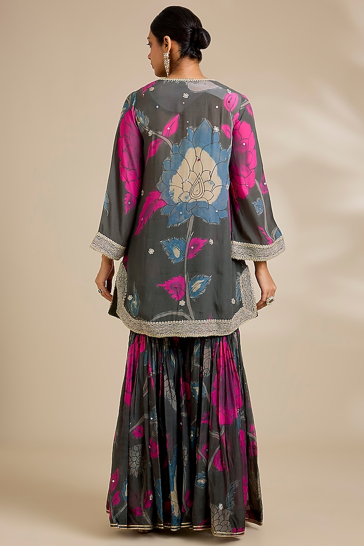 Charcoal Organza Gharara Set by Kisneel by Pam at Pernia's Pop Up Shop