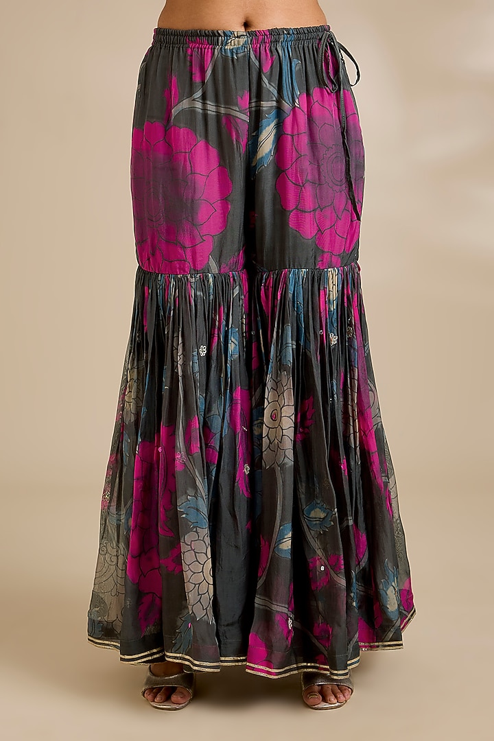 Charcoal Organza Gharara Set by Kisneel by Pam at Pernia's Pop Up Shop