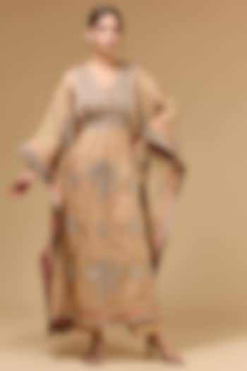 Gold Tissue Badla Embroidered Kaftan Set by Kisneel by Pam at Pernia's Pop Up Shop