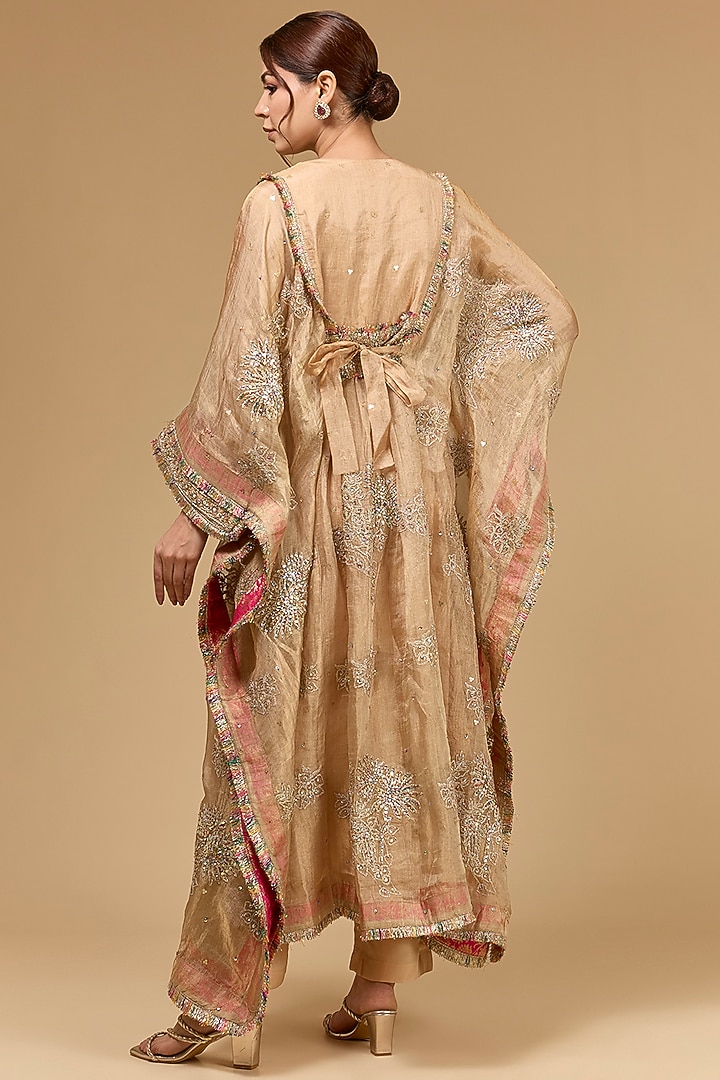 Gold Tissue Badla Embroidered Kaftan Set by Kisneel by Pam at Pernia's Pop Up Shop