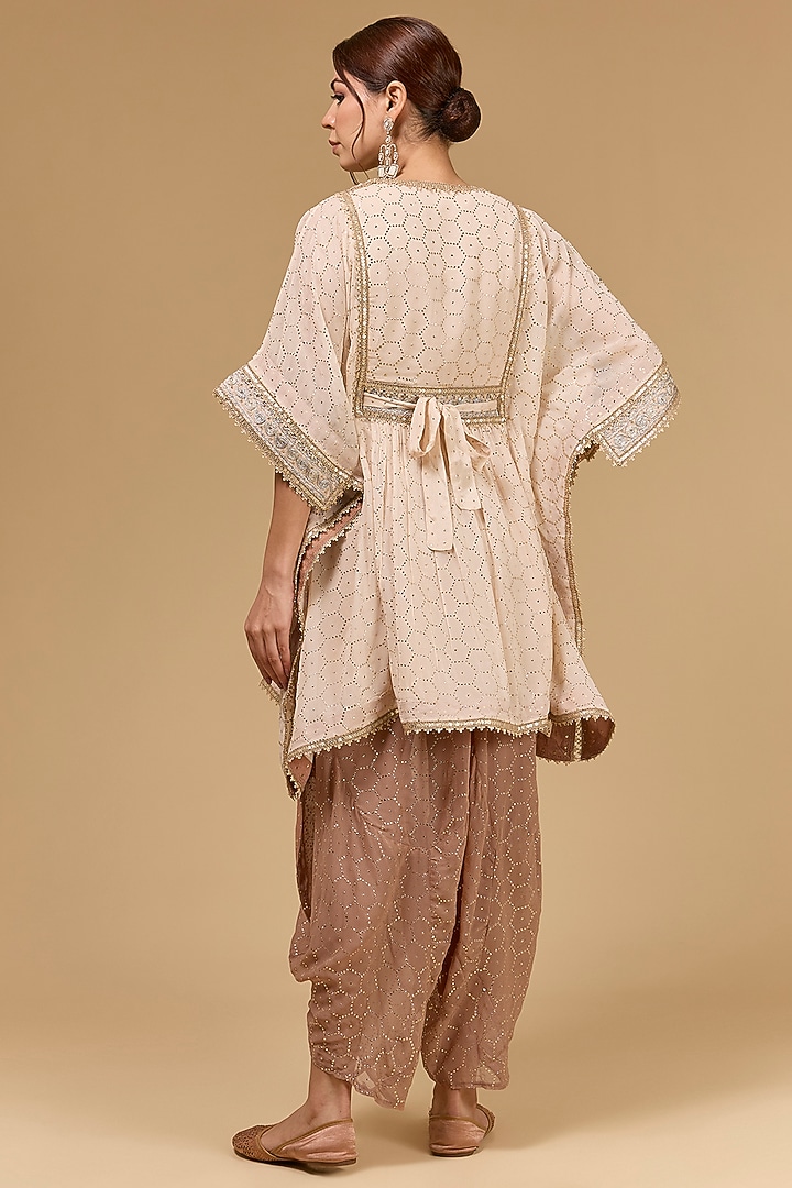 Cream Chinon Dori Embroidered Kaftan Set by Kisneel by Pam at Pernia's Pop Up Shop