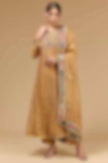 Gold Tissue Dori Embroidered Wedding Anarkali Set by Kisneel by Pam at Pernia's Pop Up Shop