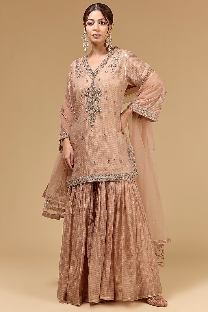 Pink Tissue Gharara Set by Kisneel by Pam at Pernia's Pop Up Shop