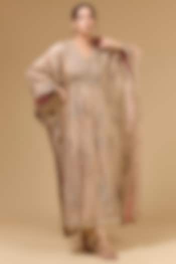 Silver Tissue Badla Embroidered Kaftan Set by Kisneel by Pam at Pernia's Pop Up Shop