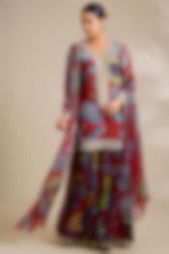 Red Organza Gharara Set by Kisneel by Pam at Pernia's Pop Up Shop