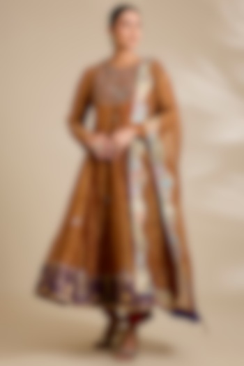 Rust Tissue Wedding Anarkali Set by Kisneel by Pam at Pernia's Pop Up Shop