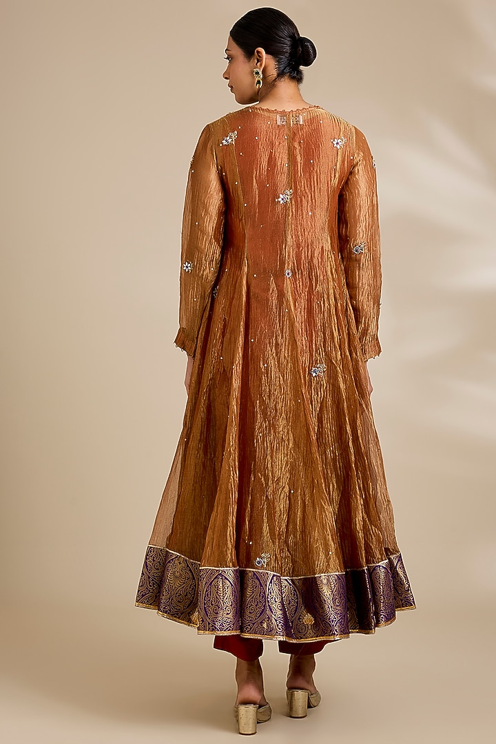 Rust Tissue Wedding Anarkali Set by Kisneel by Pam at Pernia's Pop Up Shop