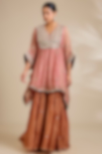 Pink Tissue Wedding Sharara Set by Kisneel by Pam at Pernia's Pop Up Shop