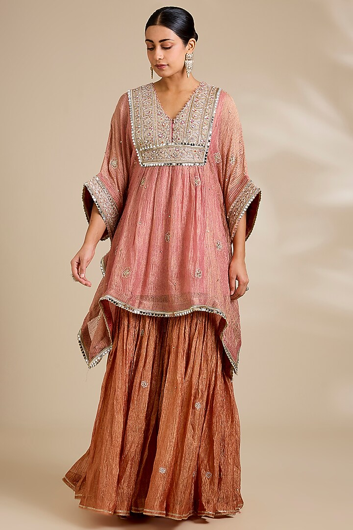 Pink Tissue Wedding Sharara Set by Kisneel by Pam at Pernia's Pop Up Shop